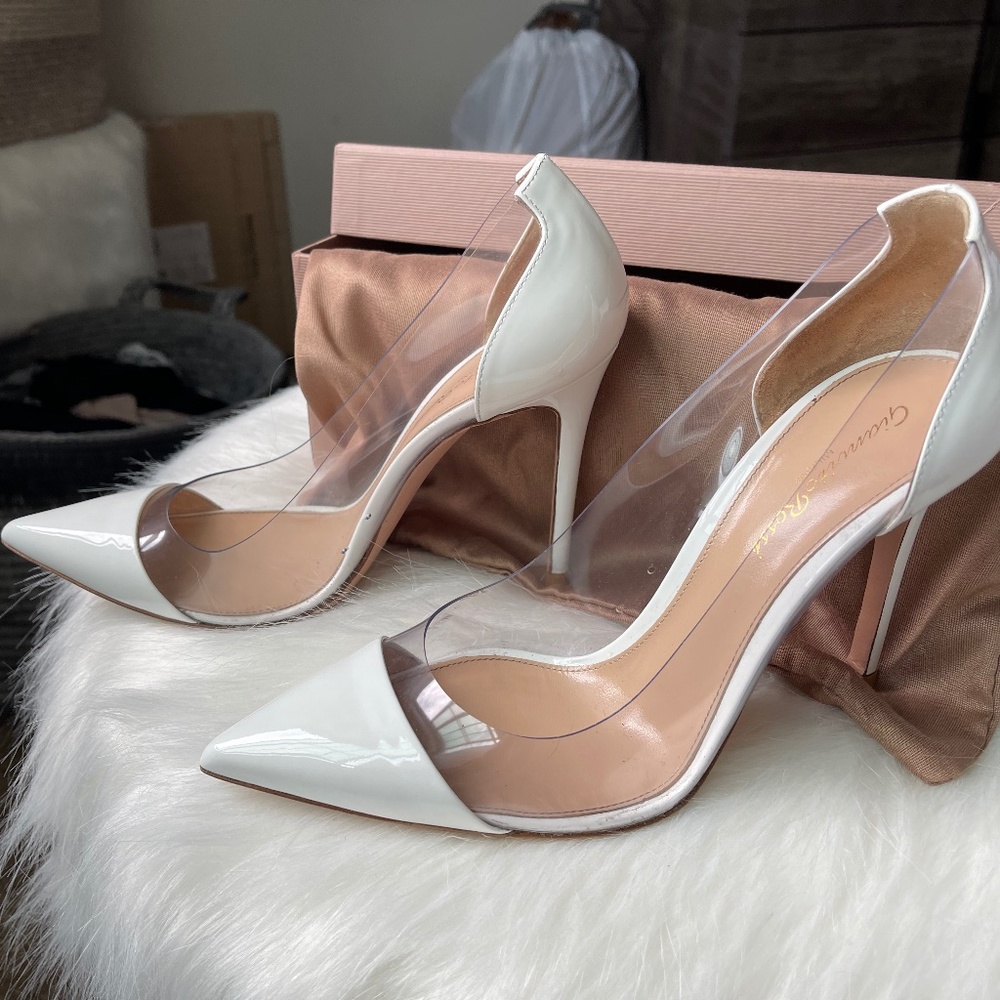 Gianvito Rossi Vernice White Plexi Pump 37.5